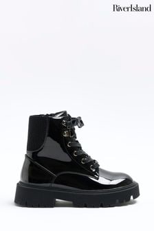 River Island Black Girls Chunky Hiker Lace-Up Boots (717954) | €20