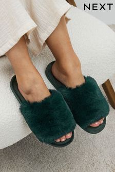 Verde - Papuci cu blană artificială (718096) | 89 LEI