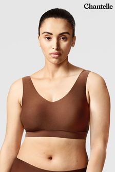 Chantelle Brown Soft Stretch V-Neck Padded Crop Top (719157) | SGD 65