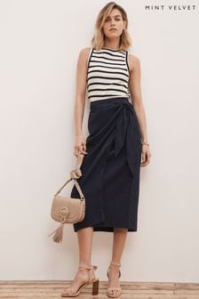Mint Velvet Navy Blue Linen Sarong Skirt (719406) | 68 €