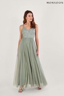 Monsoon Green Autumn Sustainable Embellished Maxi Dress (719461) | ₪ 754