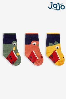 JoJo Maman Bébé Navy 3-Pack Snappy Dinosaur Socks (719477) | €15