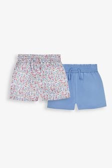 JoJo Maman Bébé Summer Ditsy 2-Pack Print & Cornflower Pretty Shorts (719876) | $22
