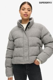 Superdry Grey Marl Tweed Puffer Boxy Jacket (719960) | $206