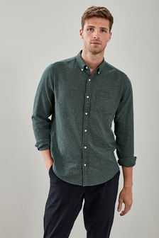 Зеленый - Рубашка с длинным рукавом из чесаного хлопка (720009) | 14 690 тг