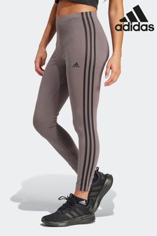 adidas Brown Sportswear Essentials 3 Stripes High Waisted Single Jersey Leggings (720065) | AED139