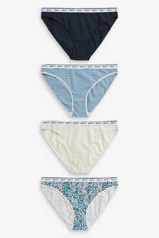 Lot de 4 slips à logo en coton majoritaire