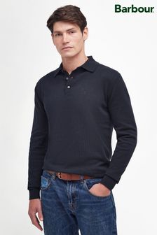 Granatowy - Barbour® Bassington Knitted Long Sleeve Polo Shirt (721447) | 505 zł