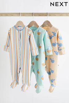 Multi Stripe Baby Sleepsuits 3 Pack (0mths-3yrs) (721661) | 89 QAR - 99 QAR