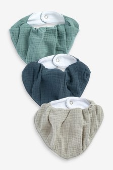 藍色 - 嬰兒紗布巾口水圍兜 3 件組 (721845) | NT$310