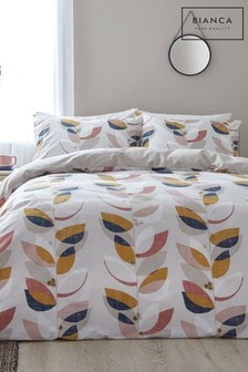 Bianca Natural Layered Leaf Egyptian Cotton Duvet Cover and Pillowcase Set (722353) | €37 - €66