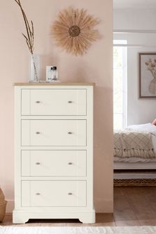 Chalk White Hampton Painted Oak Collection Luxe 4 Drawer Chest of Drawers (722590) | €950