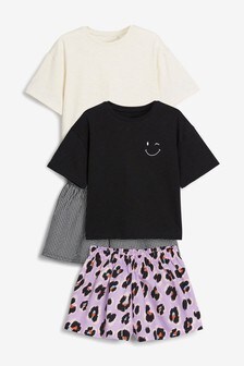 Monochrome Texture/Lilac 2 Pack Animal Woven Shorts With Jersey Top Pyjamas (3-16yrs) (722702) | $31 - $41