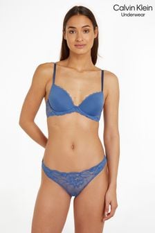Niebieski - Calvin Klein Seductive Comfort Lace Thong (722797) | 160 zł