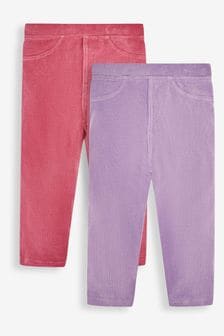 JoJo Maman Bébé Lilac Purple & Fuchsia Pink 2-Pack Jersey Cord Jeggings (722810) | OMR12