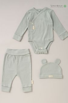 Homegrown Blue Cotton Bodysuit, Joggers and Hat 3-Piece Set (722988) | OMR11
