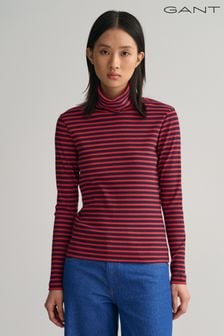 GANT Slim Fit Red Striped Ribbed Turtleneck T-Shirt (723045) | €59