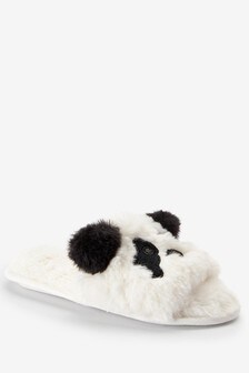 Blanc/noir panda - Mules en fausse fourrure recyclée (723204) | €12 - €15