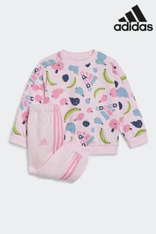 adidas Pink Sportswear Essentials Allover Print Jogger Set (723407) | HK$339