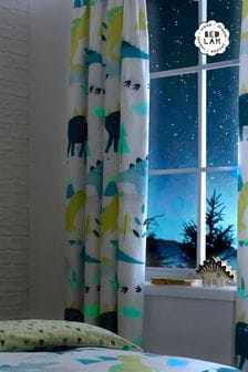 Bedlam Green/White Dino Glow In The Dark Curtains (723486) | AED192