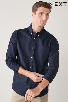 Navy Blue Regular Fit Long Sleeve Oxford Shirt (724855) | R391