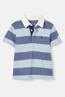 Črna/mornarsko modra - Joules Ozzy Stripe Jersey Short Sleeve Rugby Shirt (725021) | €19 - €22