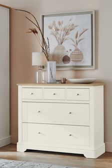 Chalk White Hampton Painted Oak Collection Luxe 5 Drawer Chest of Drawers (725124) | €1,050