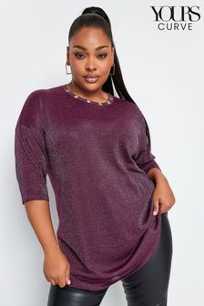 Yours Curve Purple Christmas Metallic Eyelet Jumper (725196) | €20