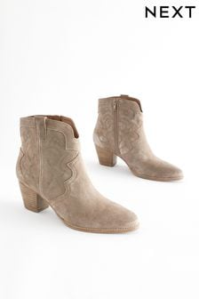 Mink Brown Regular/Wide Fit Forever Comfort® Stitched Detail Ankle Western/Cowboy Boots (725435) | 92 €