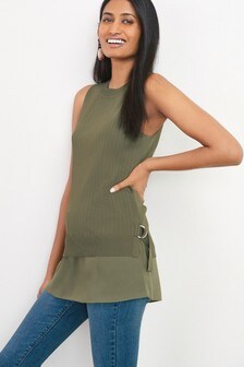 Haut superposé à ourlet tissé et détail boucle en D