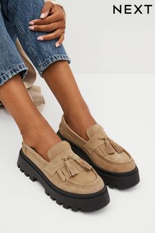 بيج - حذاء جلد سهل اللبس بنعل سميك شُرابات ‪Forever Comfort®‬ (725994) | 96 د.إ