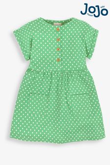 JoJo Maman Bébé Green Spot Button Front Dress (726631) | €30