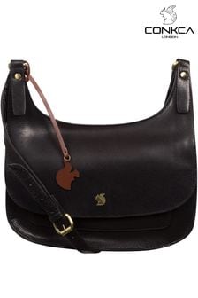 Черный - Кожаная сумка с длинным ремешком Conkca Ellipse (727285) | €81