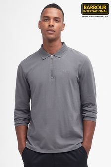 Barbour® International Grey Heath Long Sleeve Polo Shirt (727437) | 346 QAR