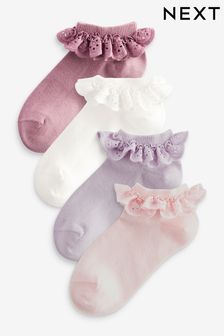 Pink Cotton Rich Ruffle Frill Trainer Socks 4 Pack (728349) | €10 - €13