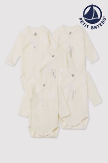 Petit Bateau White Bodysuits Five Pack (729002) | R667