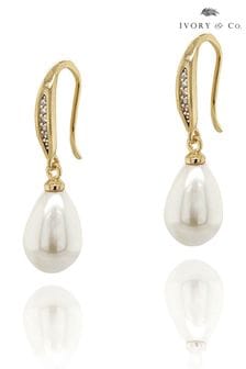 Ivory & Co Gold Salford Crystal And Pearl Drop Earrings (729247) | 159 SAR
