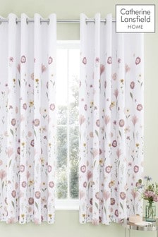 Catherine Lansfield Blush Pink Wild Flowers Eyelet Curtains (729885) | 54 €