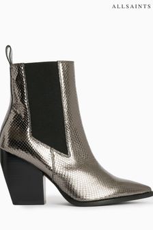 AllSaints Grey Ria Snake Effect Boots (730559) | $396