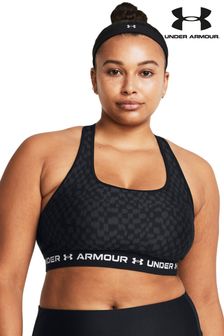Under Armour Black Crossback Mid Support Print Bra (730844) | AED200