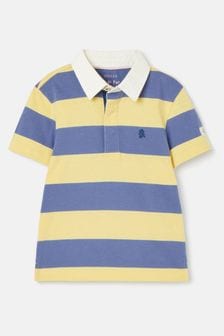 Joules Ozzy Navy/Yellow Stripe Jersey Short Sleeve Rugby Shirt (731003) | SGD 33 - SGD 37