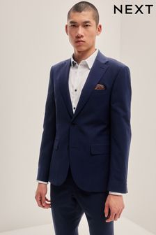 Navy Blue Check Suit Jacket (731228) | OMR48