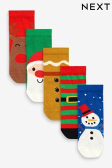 Christmas Santa/Reindeer/Snowman Cotton Rich Socks 5 Pack (731368) | €6 - €9