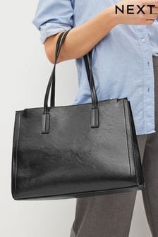 Black Formal Open Tote Bag (731575) | $45