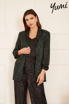 Yumi Green Sequin Blazer With Pockets (731933) | AED333