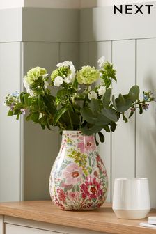 Multi Pretty Floral Print Ceramic Flower Vase