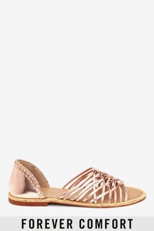 Chaussures à bout ouvert et à brides multiples en cuir