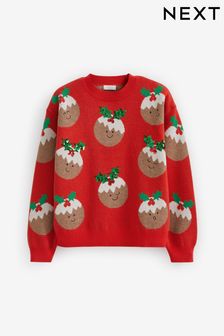 Red Christmas Pudding Jumper (3-16yrs) (733250) | €29 - €36