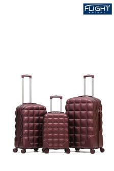 Бордовый/серебристый - Набор из 3 больших чемоданов и чехла для ручной клади Flight Knight (733922) | €206