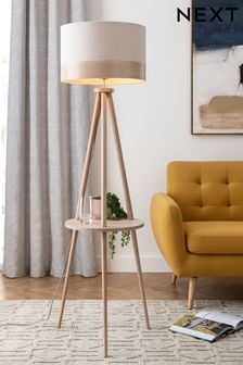 Natural Malmo Shelved Wood Tripod Floor Lamp (733959) | €218